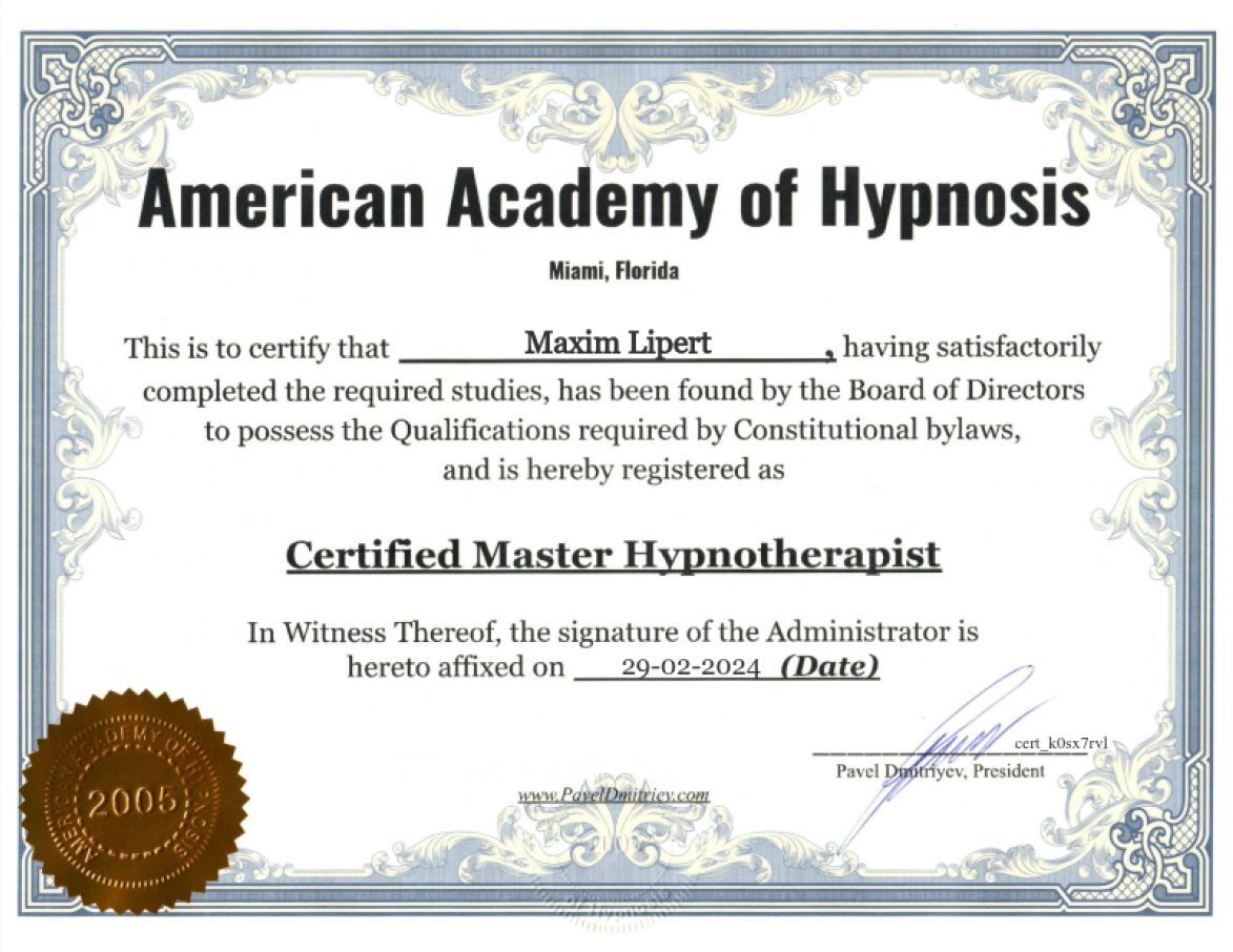 Certified Master Hypnotherapist